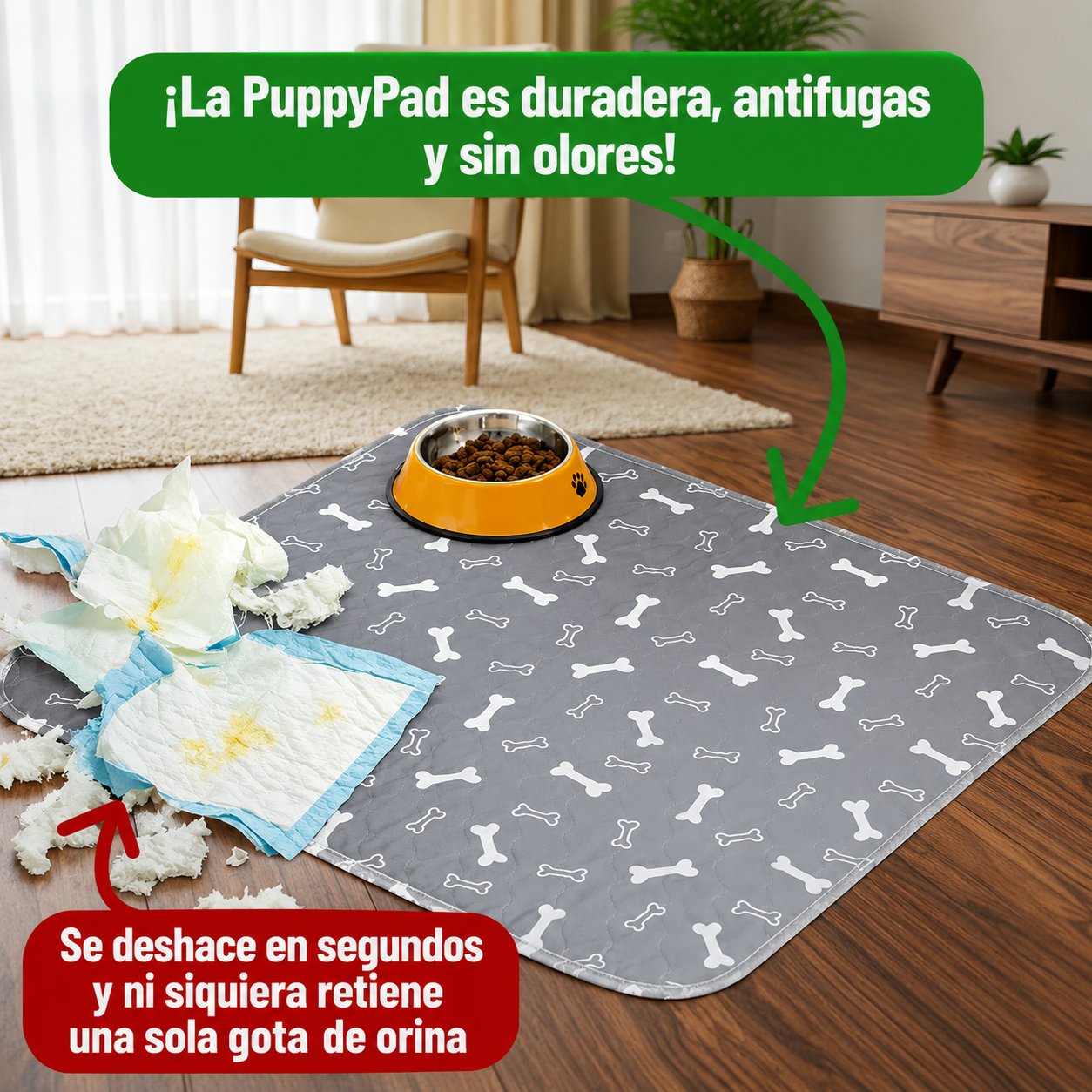 PuppyPad™ ~ Alfombra Absorbente para Mascotas